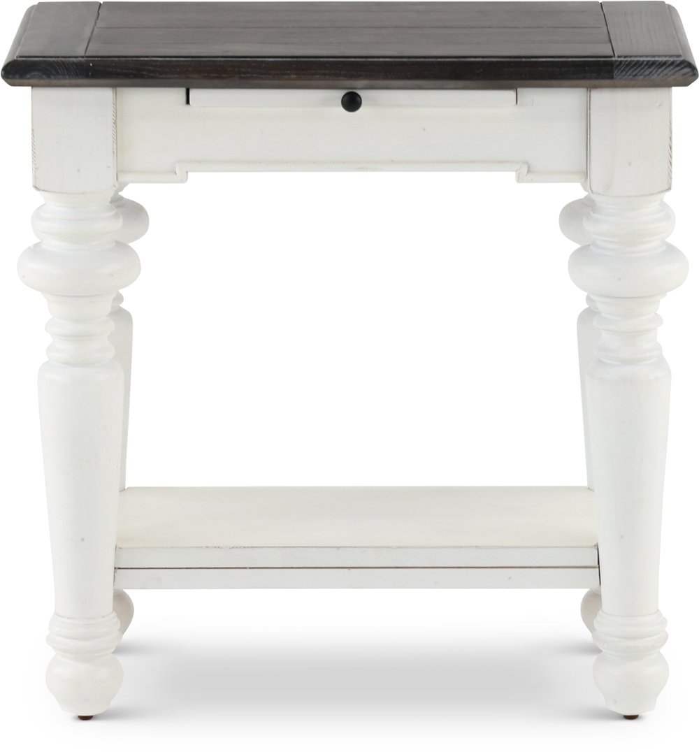 European Cottage Charcoal Gray & White Side Table