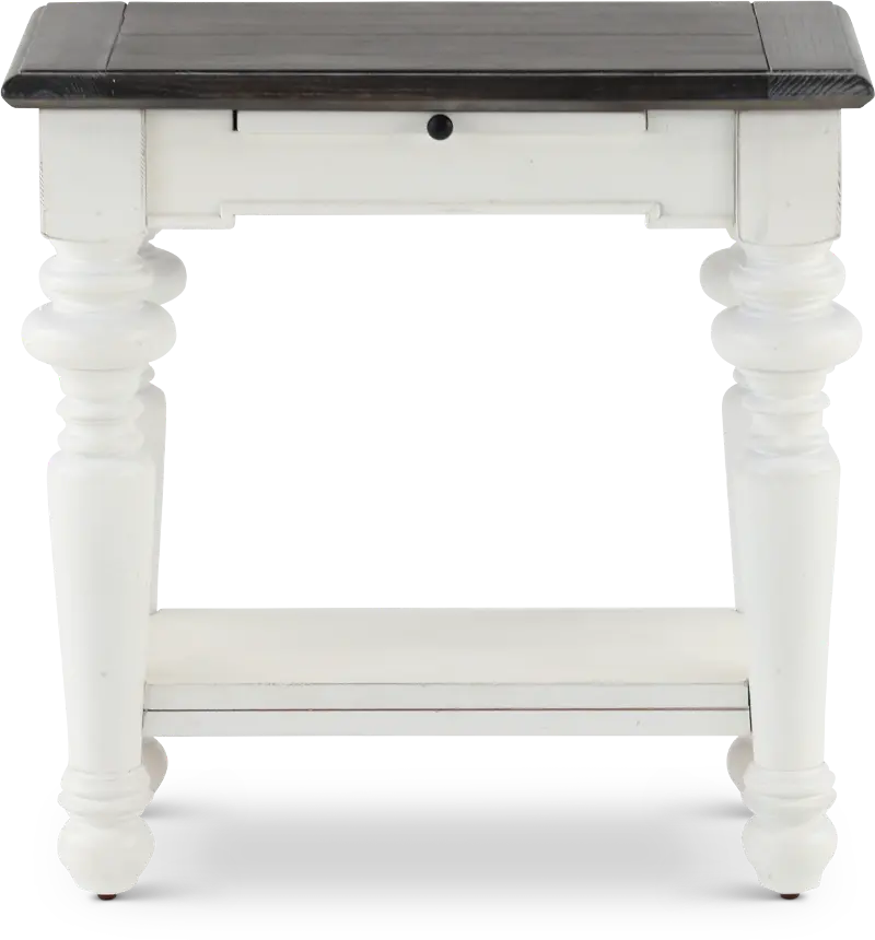 European Cottage Charcoal Gray & White Side Table