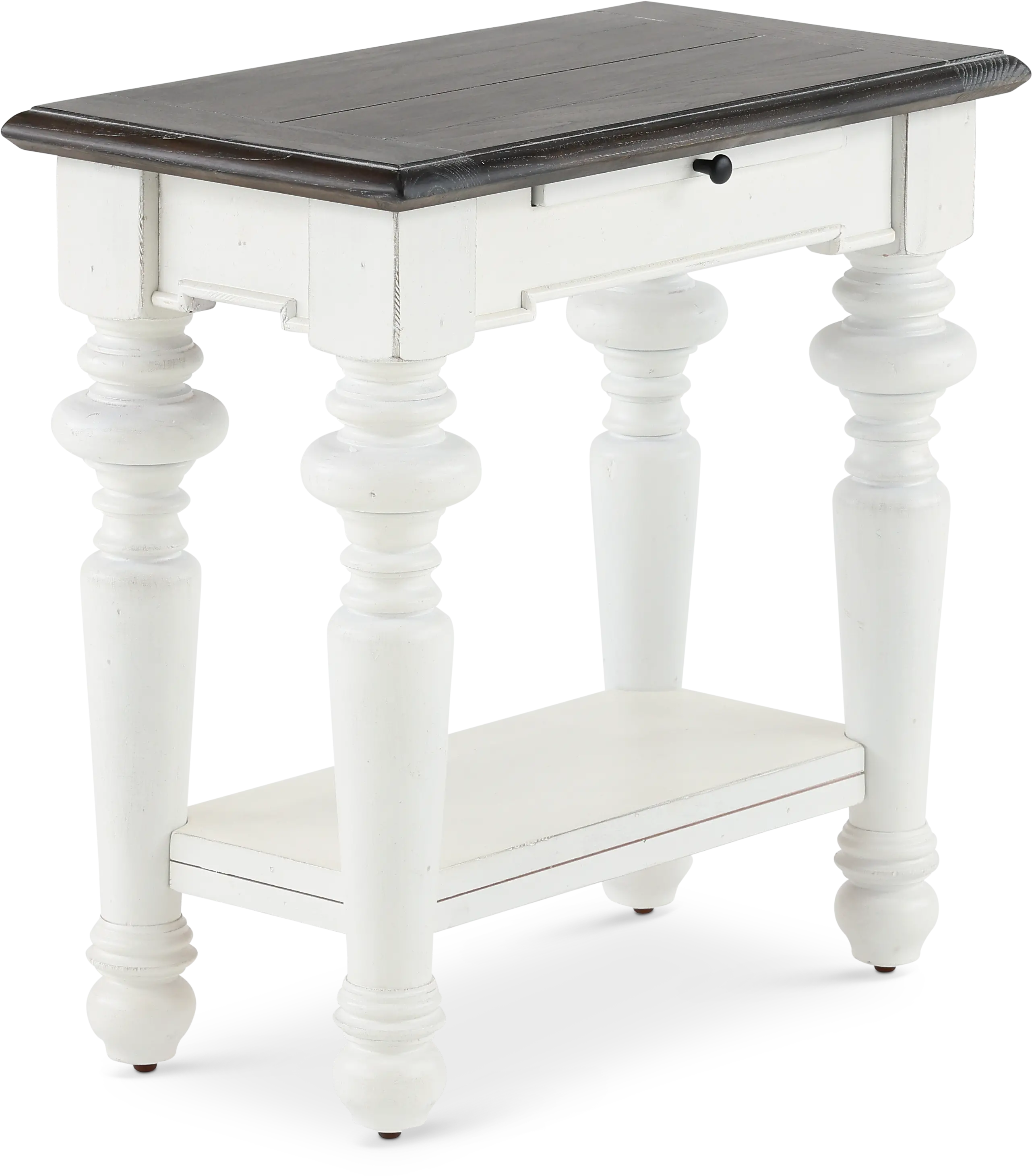 European Cottage Charcoal Gray & White Side Table-3