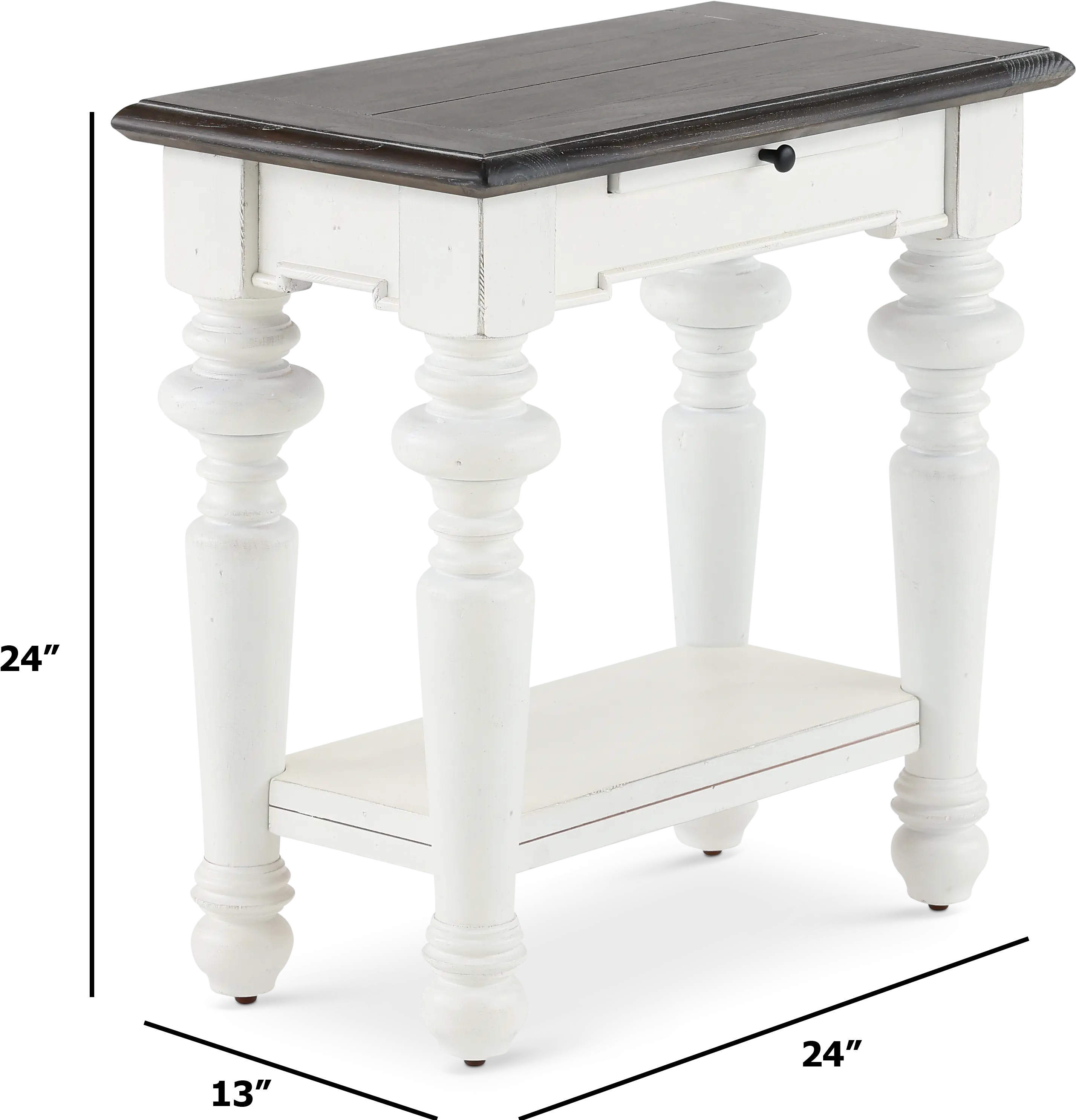 European Cottage Charcoal Gray & White Side Table-4