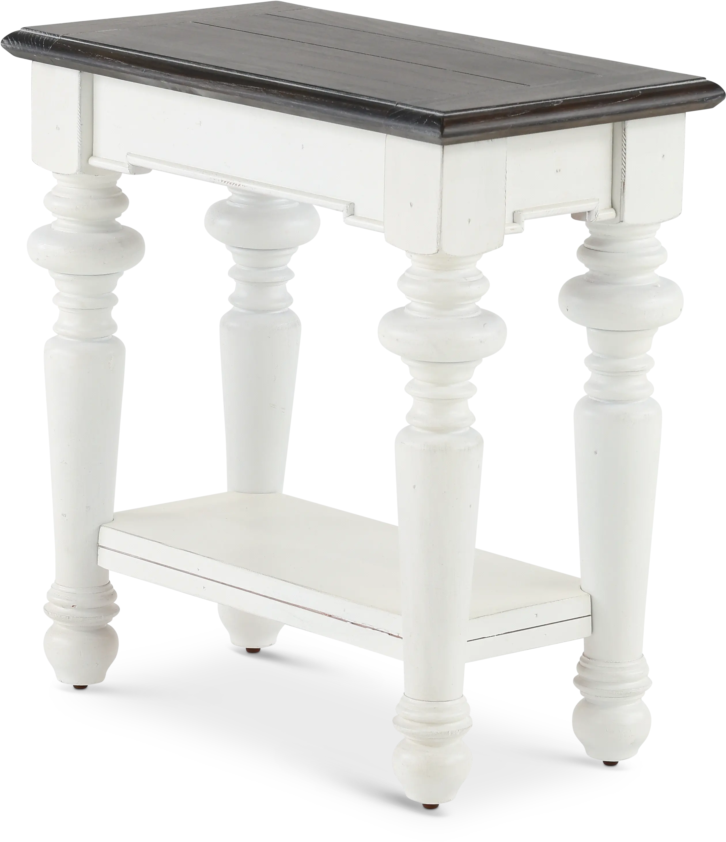 European Cottage Charcoal Gray & White Side Table-5