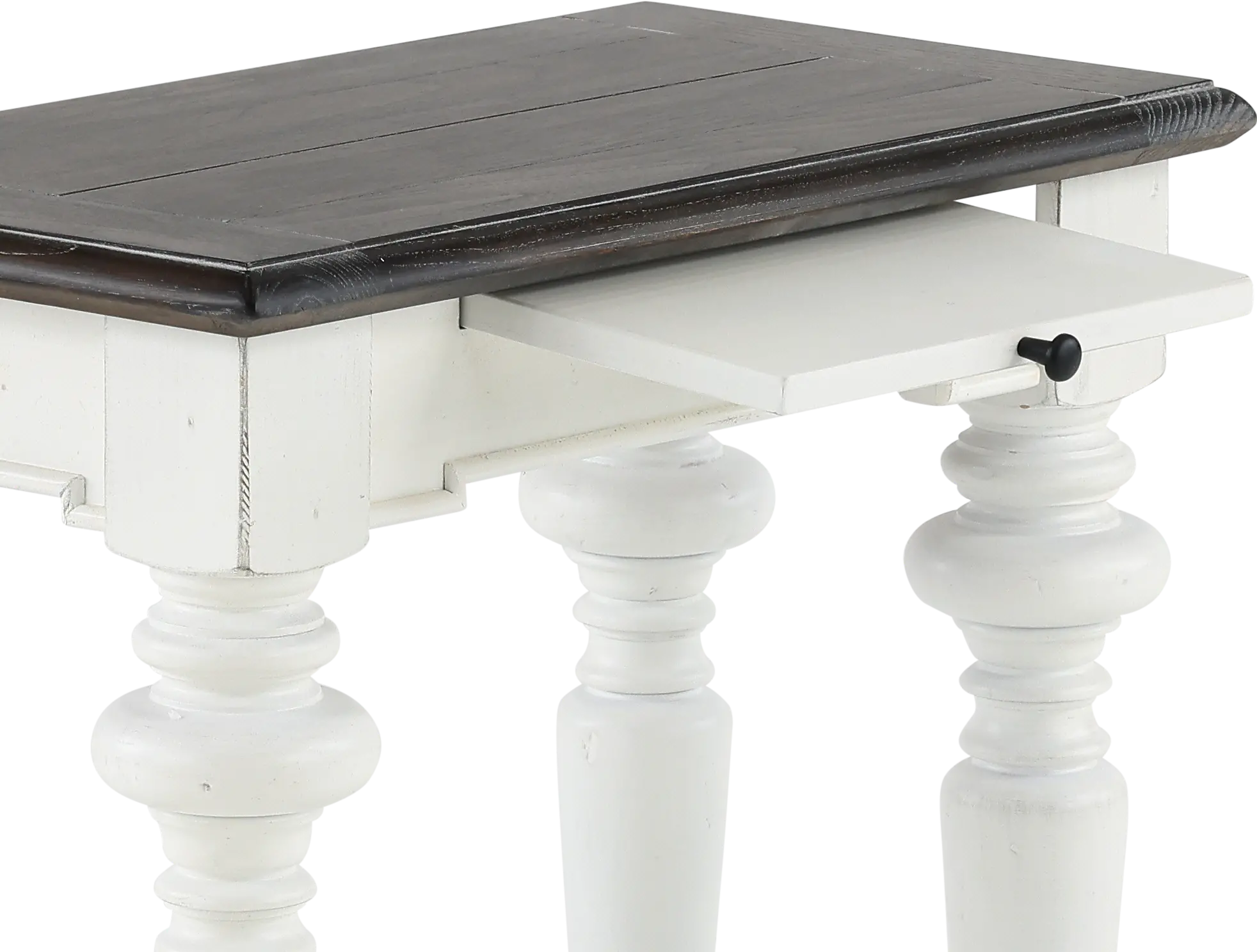 European Cottage Charcoal Gray & White Side Table-7