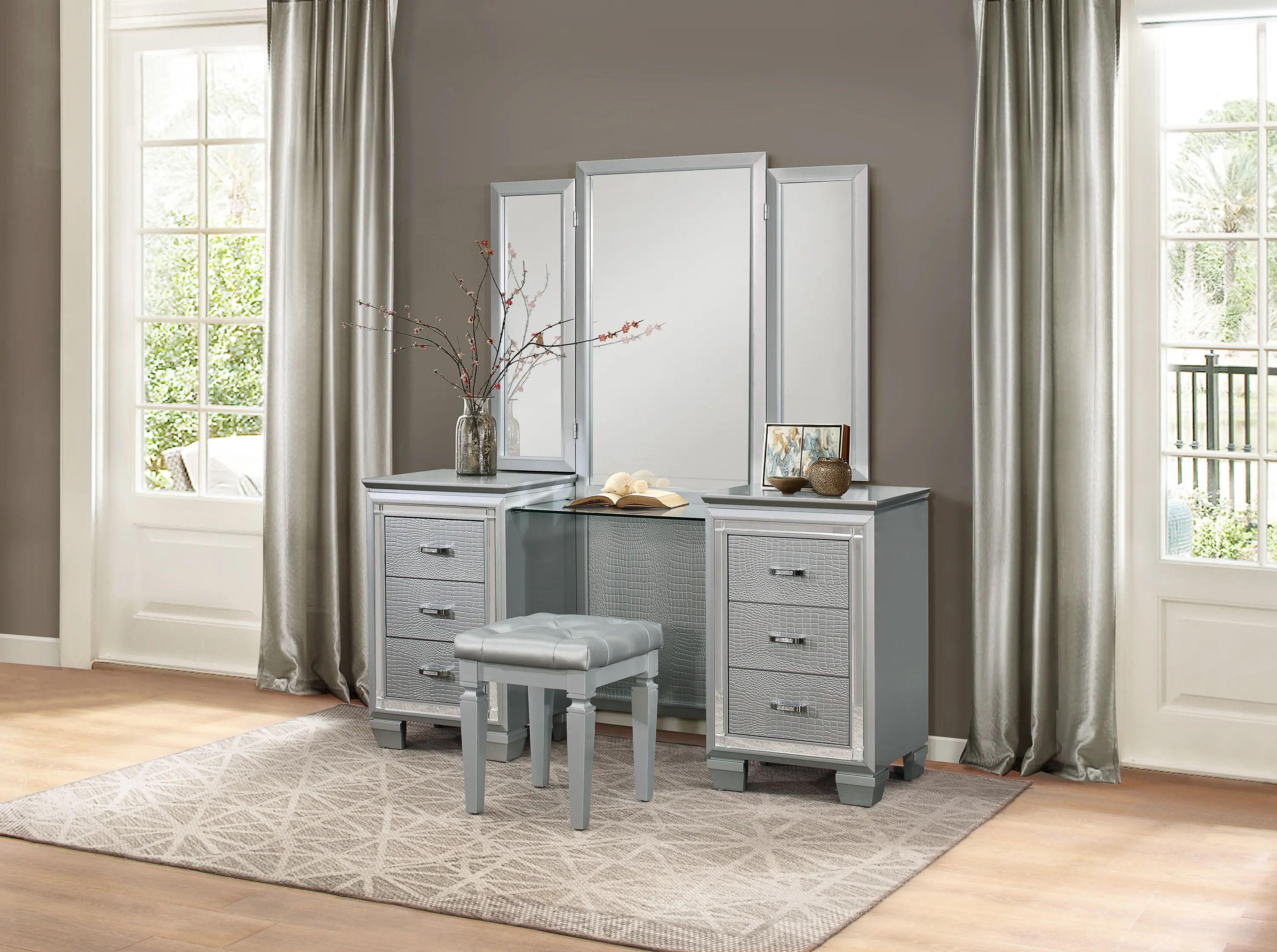 Allura  Gray Vanity Set-1