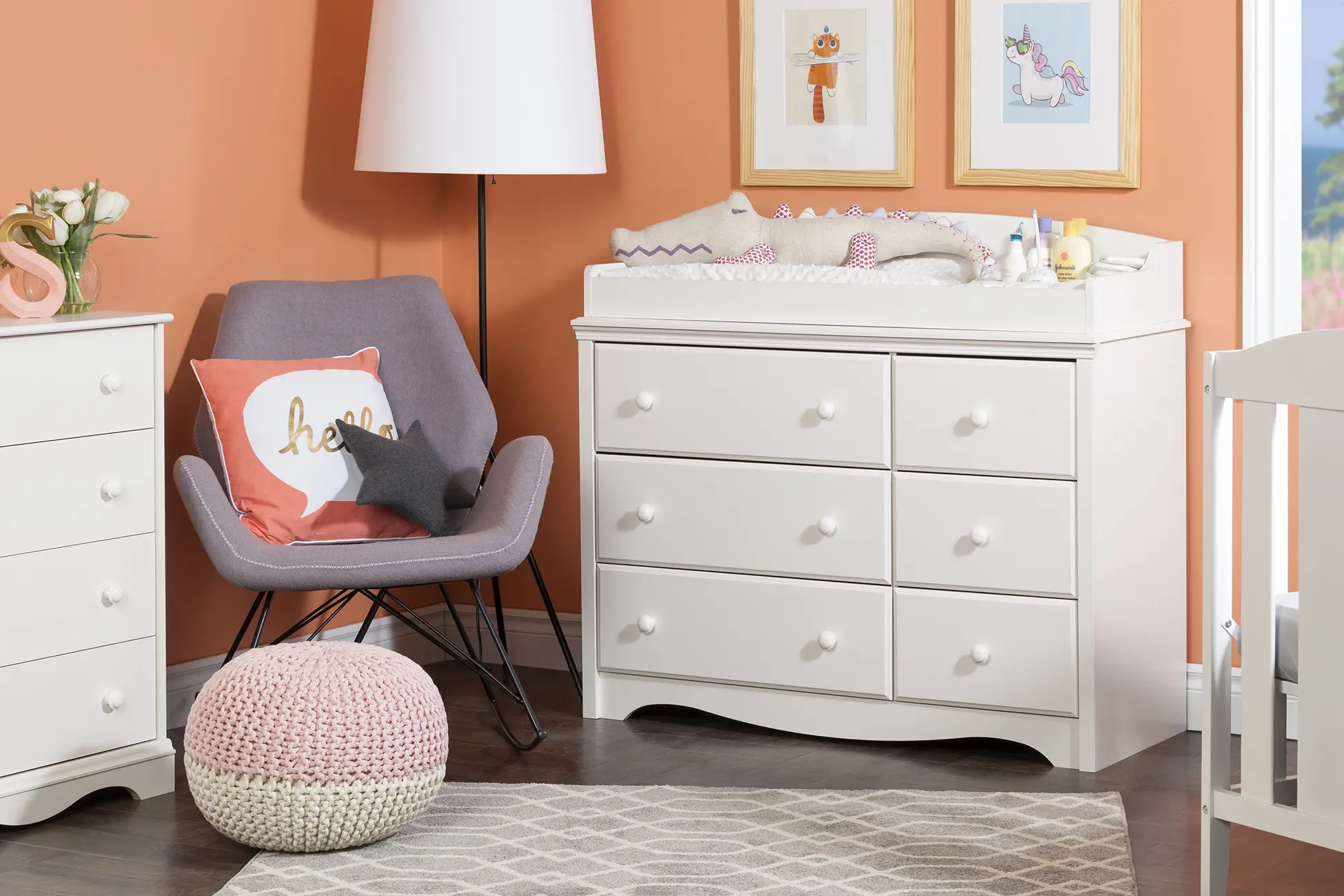 10208 Angel White Changing Table Dresser - South Shore-2