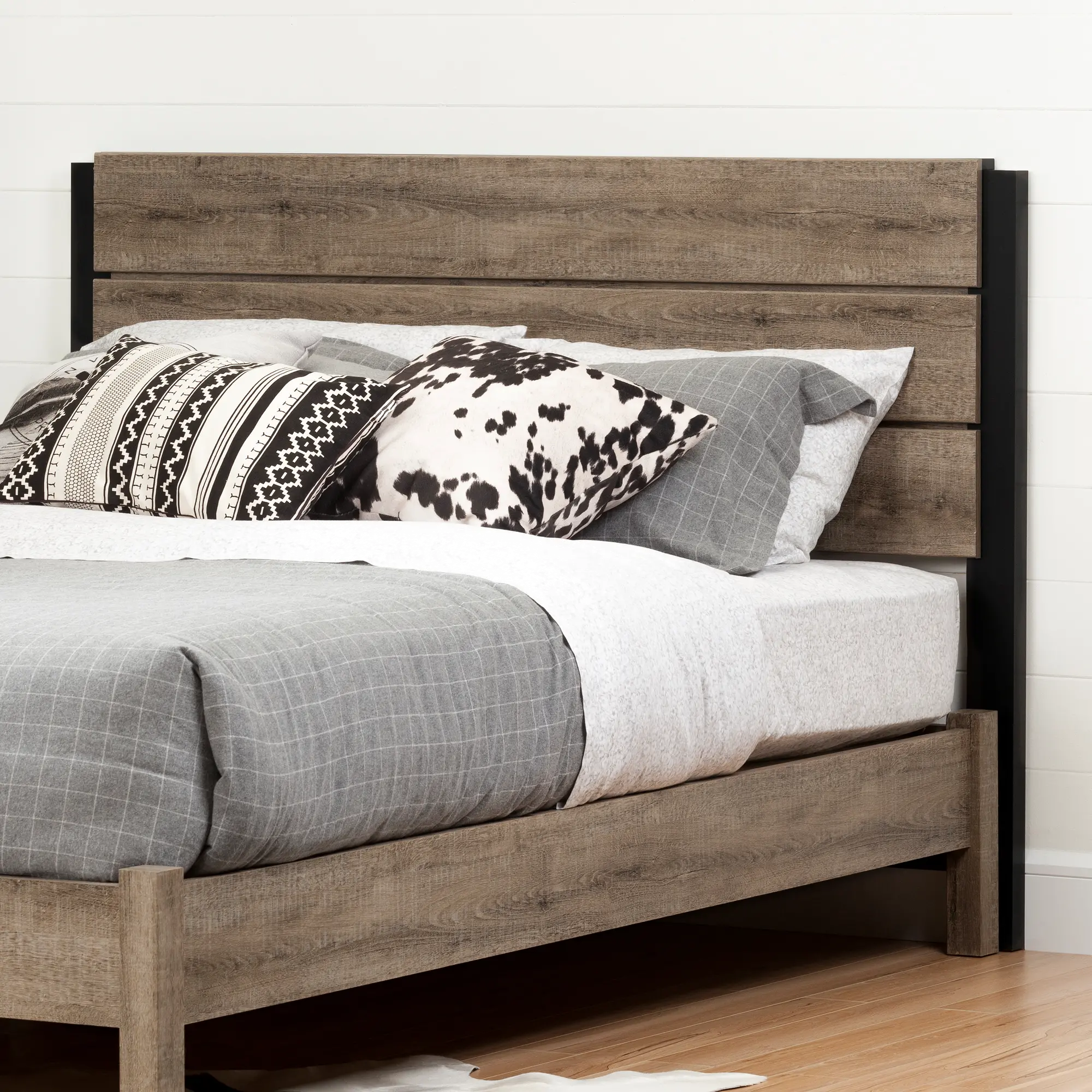 10494 Modern Farmhouse Weathered Oak Queen Headboard - Munich-2