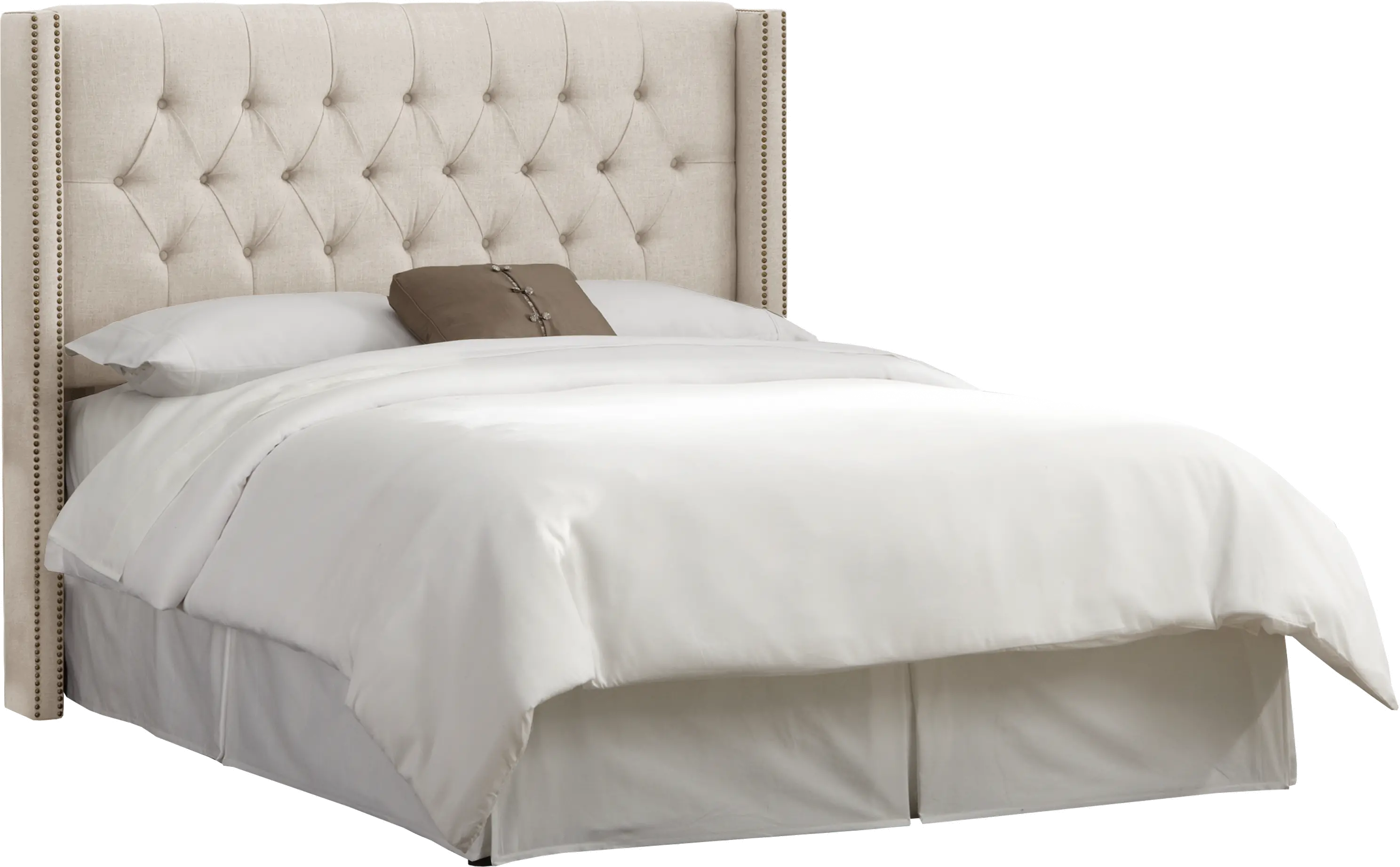 144NB-BRLNNTLC Abigail Ivory Diamond Tufted Wingback California King Headboard - Skyline Furniture-1