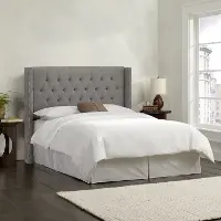 142NB-PWLNNGR Abigail Gray Diamond Tufted Wingback Queen Headboard - Skyline Furniture