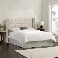 142NB-BRLNNTLC Abigail Ivory Diamond Tufted Wingback Queen Headboard - Skyline Furniture