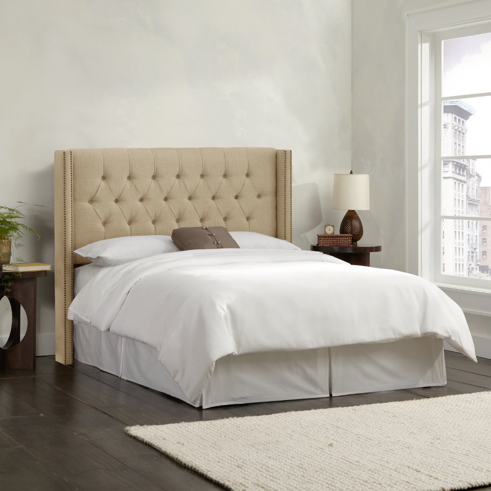 Abigail Tan Diamond Tufted Wingback California King Headboard - Skyline Furniture