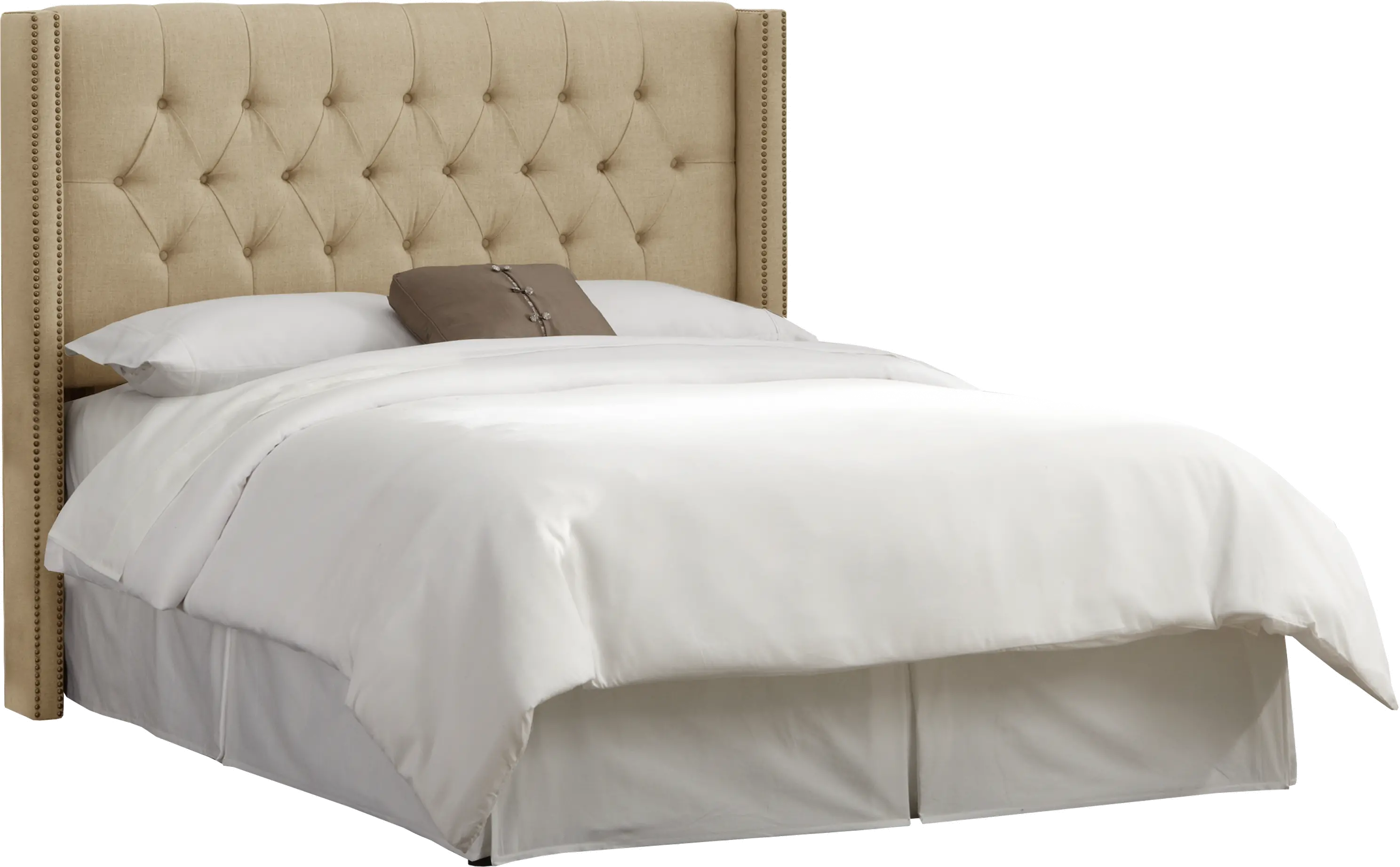 144NB-BRLNNSND Abigail Tan Diamond Tufted Wingback California King Headboard - Skyline Furniture-1