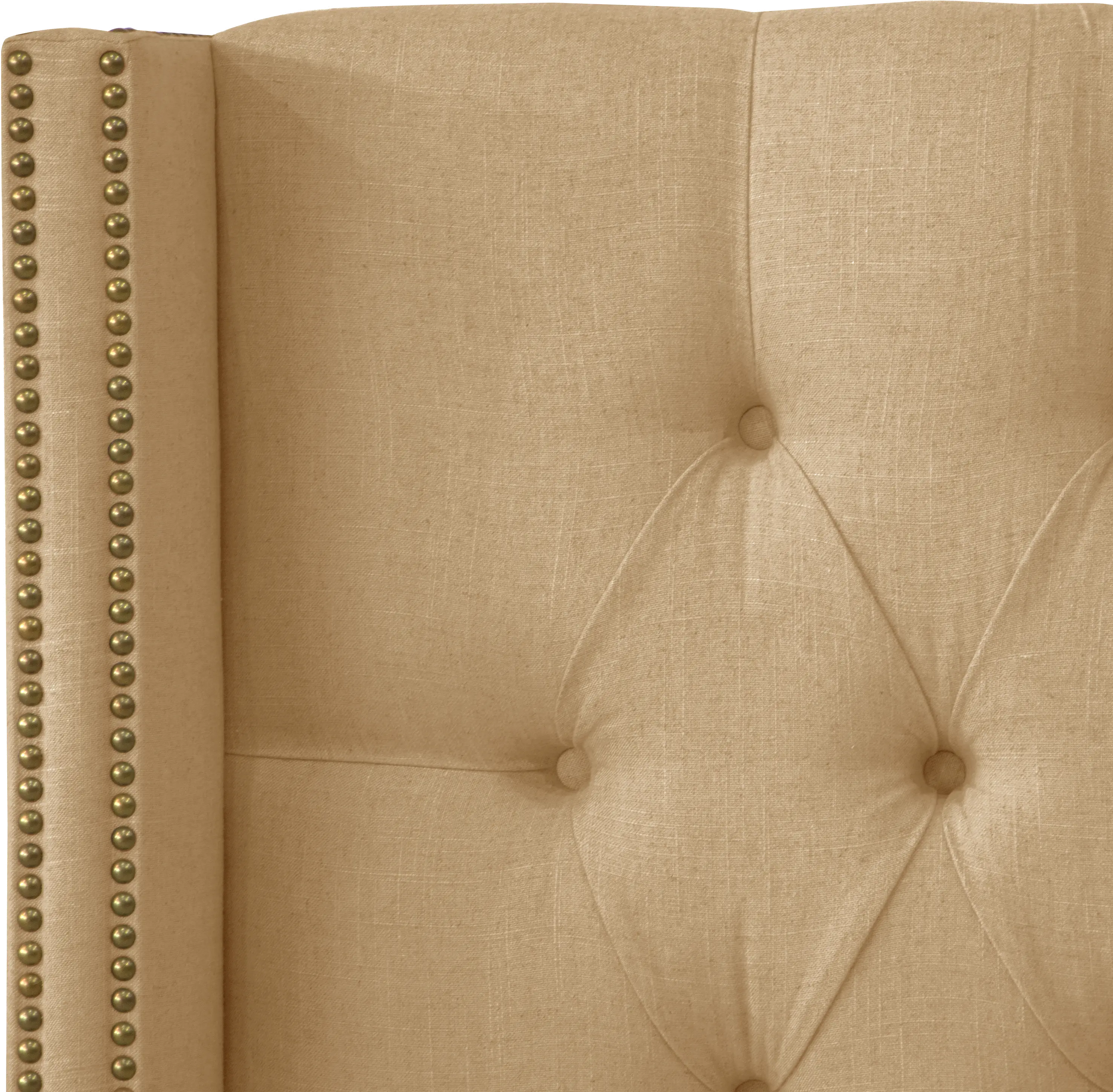 144NB-BRLNNSND Abigail Tan Diamond Tufted Wingback California King Headboard - Skyline Furniture-4