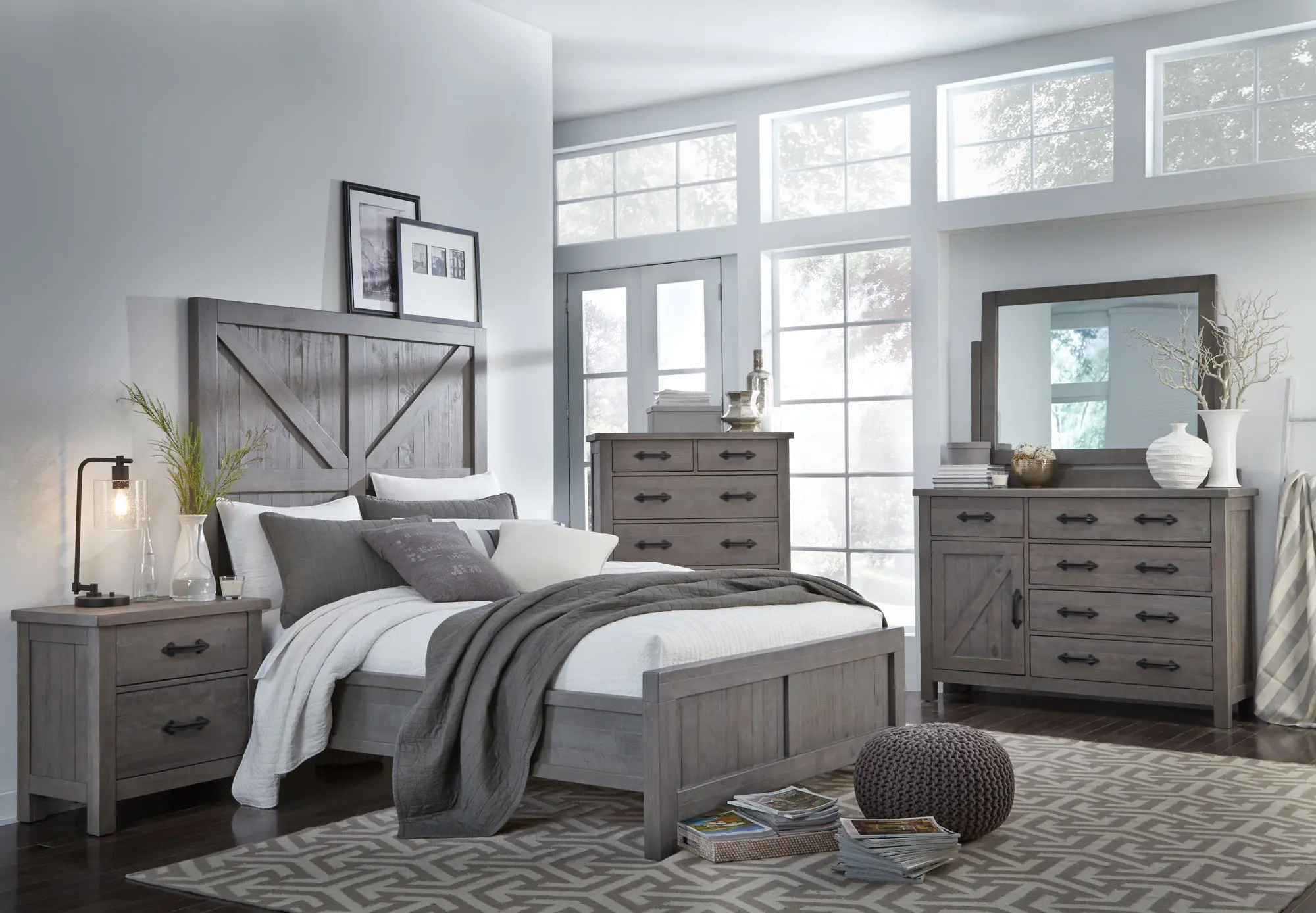 Gray Rustic Contemporary 4 Piece King Bedroom Set - Austin-1