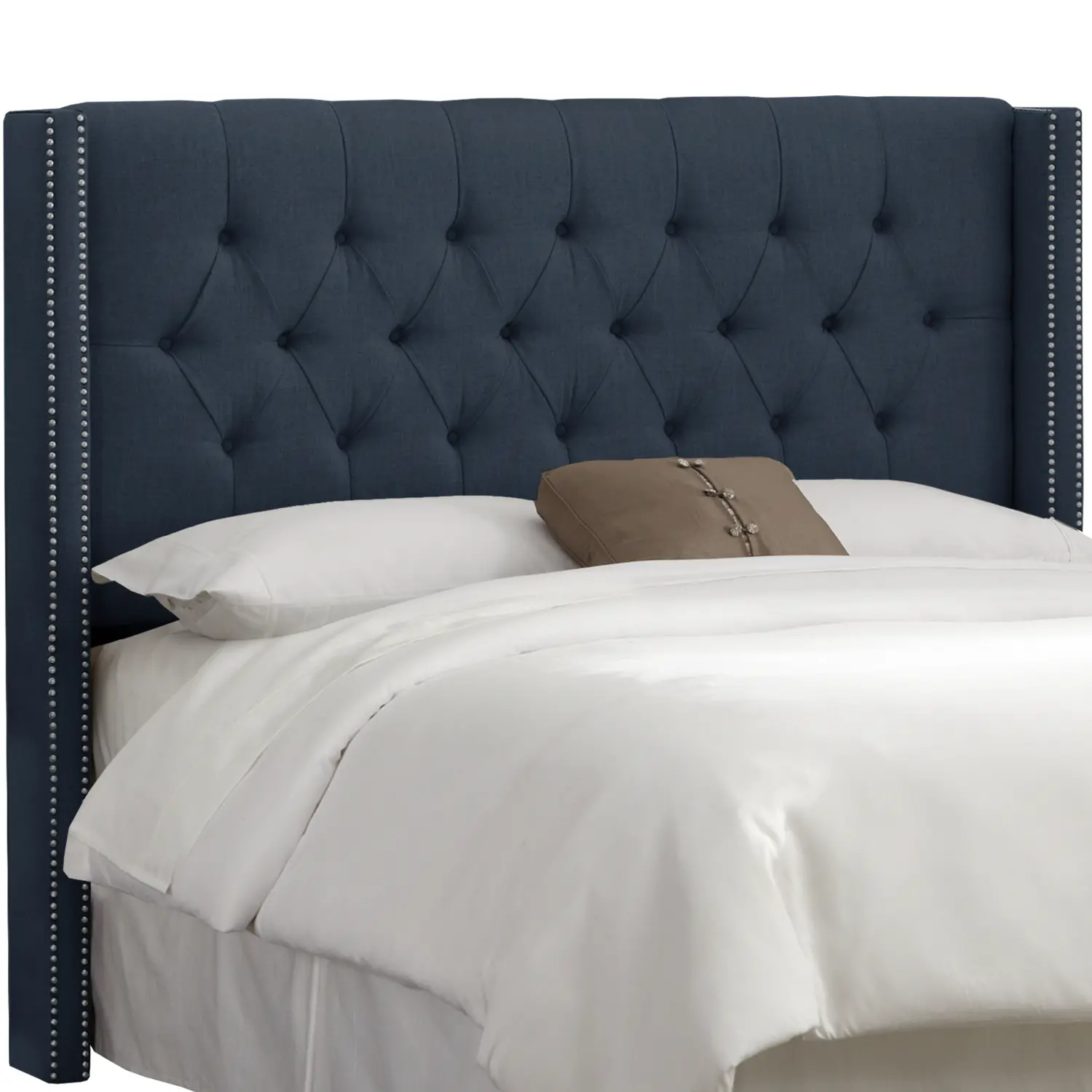 143NB-PWLNNNV Abigail Navy Blue Diamond Tufted Wingback King Headboard - Skyline Furniture-1