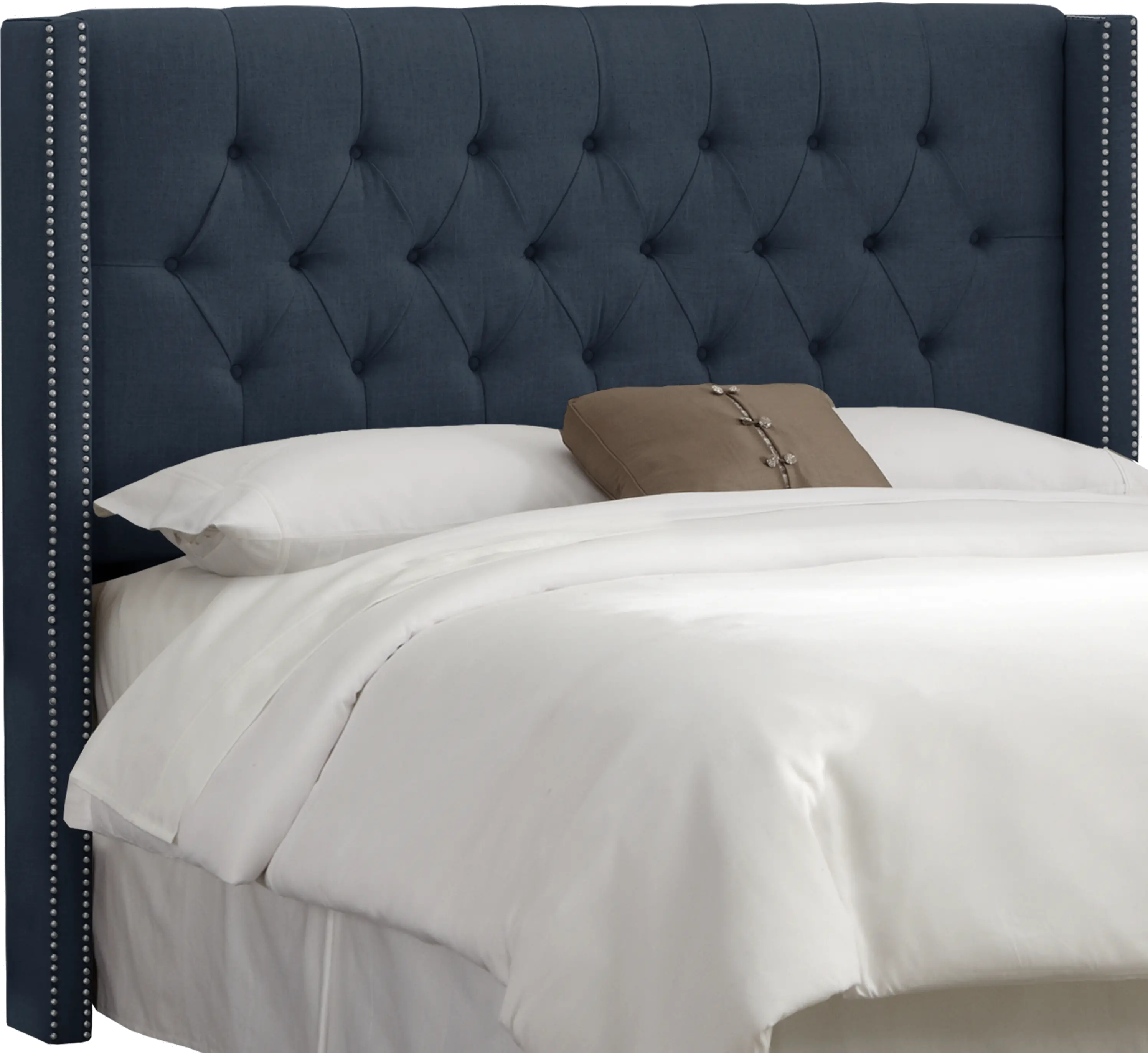 144NB-PWLNNNV Abigail Navy Blue Diamond Tufted Wingback California King Headboard - Skyline Furniture-1