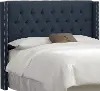 144NB-PWLNNNV Abigail Navy Blue Diamond Tufted Wingback California King Headboard - Skyline Furniture