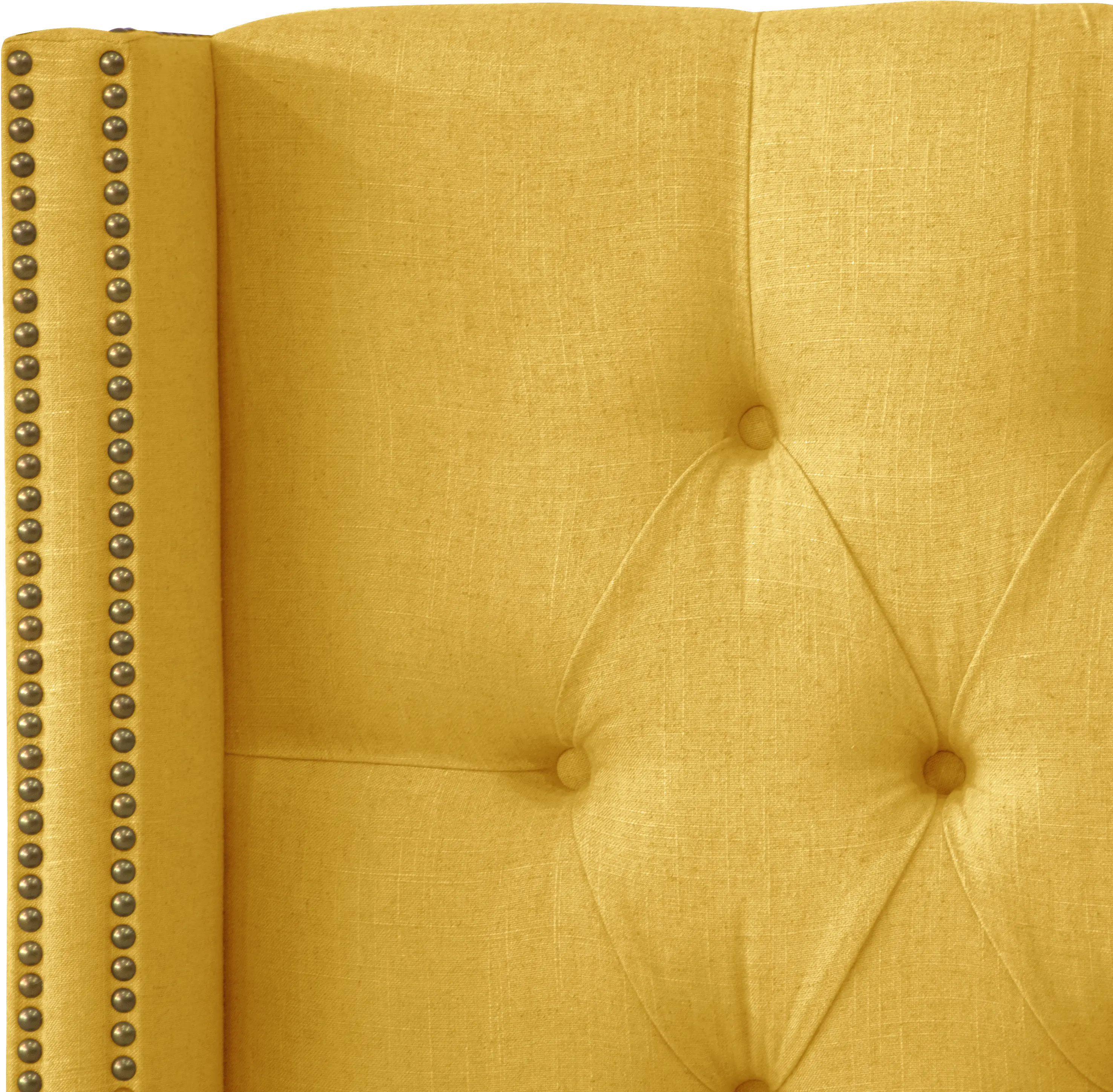 143NB-BRLNNFRNYLW French Yellow Tufted Wingback King Headboard-2