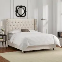 141NBBED-BRLNNTLC Abigail Ivory Diamond Tufted Wingback Full Bed - Skyline Furniture