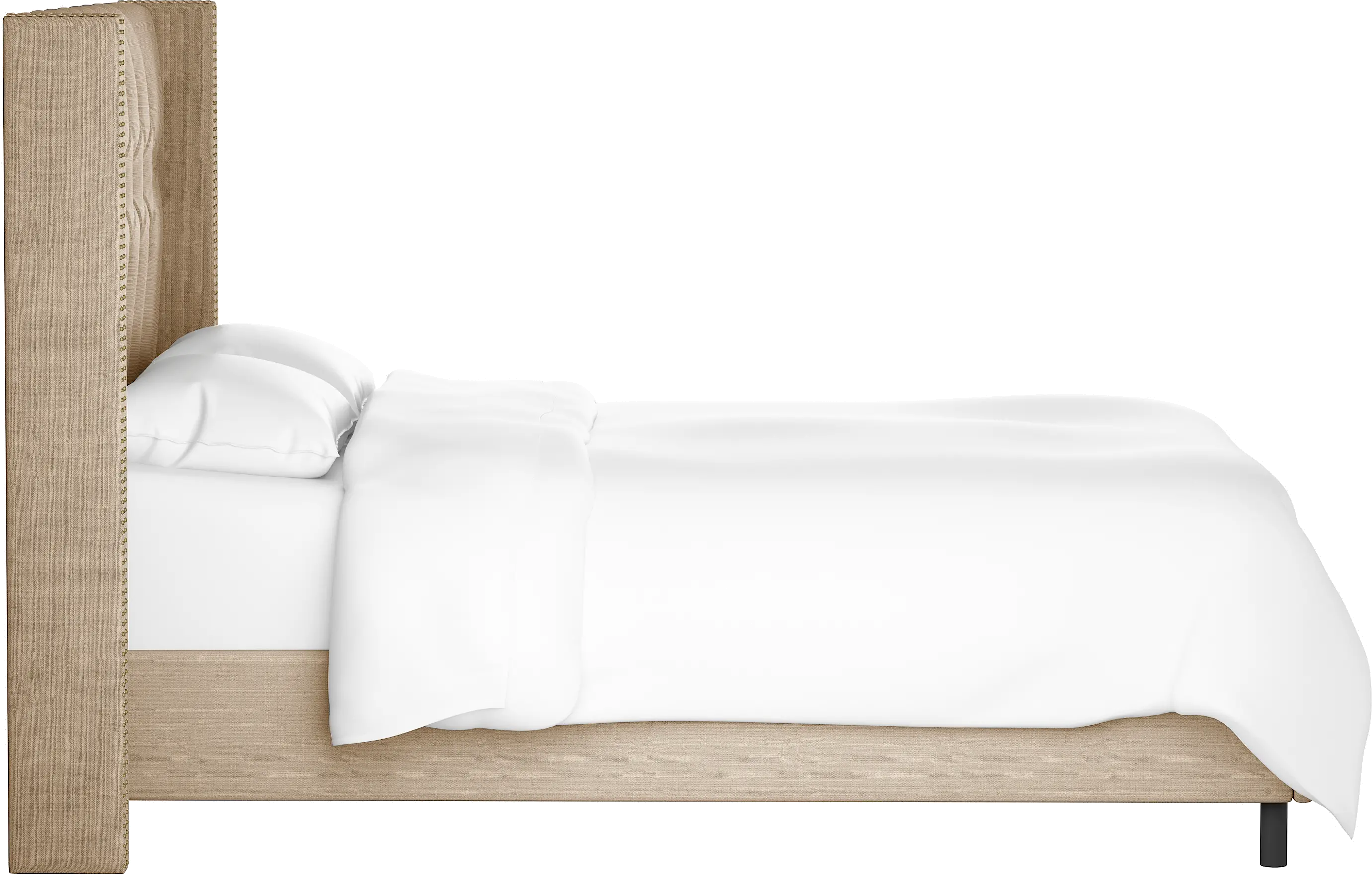 142NBBED-BRLNNSND Abigail Linen Sandstone Tufted Wingback Queen Bed - Skyline Furniture-4