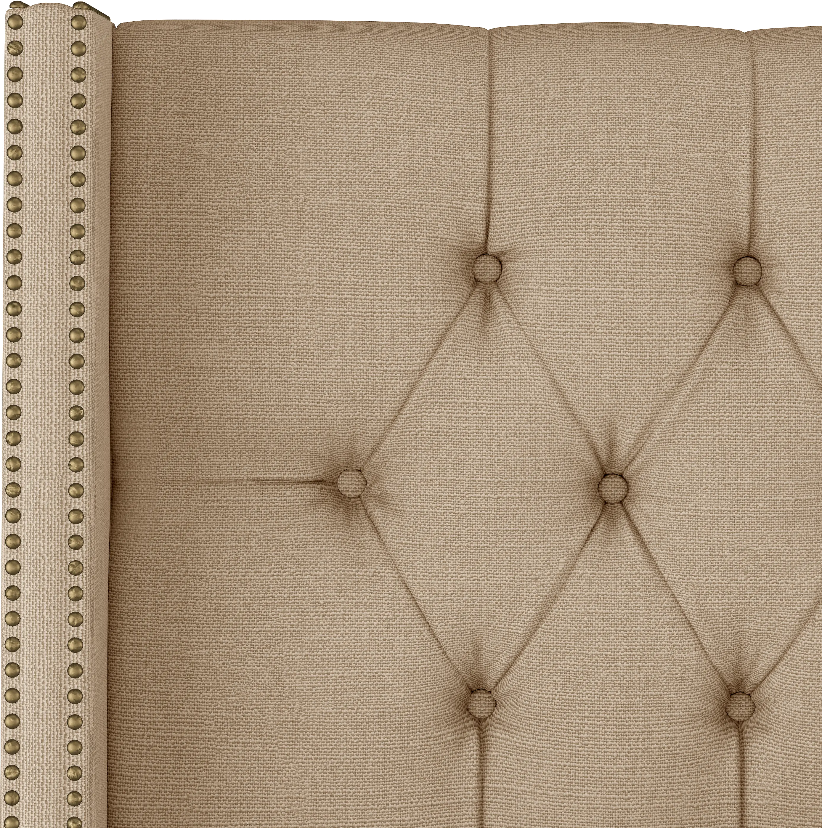 142NBBED-BRLNNSND Abigail Linen Sandstone Tufted Wingback Queen Bed - Skyline Furniture-5