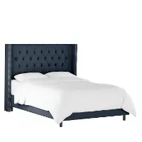 141NBBED-PWLNNNV Abigail Navy Blue Diamond Tufted Wingback Full Bed - Skyline Furniture