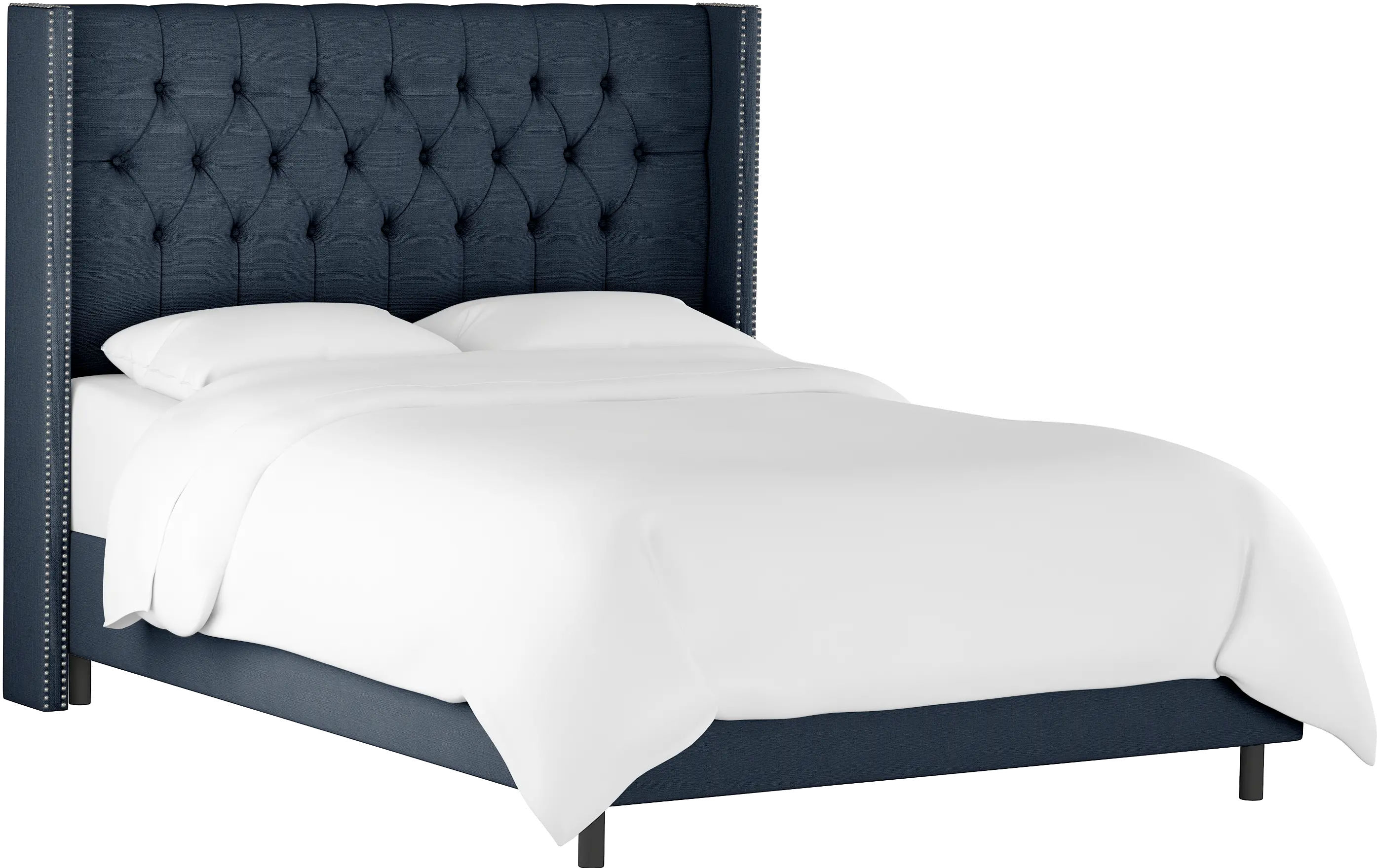 143NBBED-PWLNNNV Abigail Navy Blue Diamond Tufted Wingback King Bed - Skyline Furniture-1