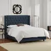 144NBBED-PWLNNNV Abigail Navy Blue Diamond Tufted Wingback California King Bed - Skyline Furniture