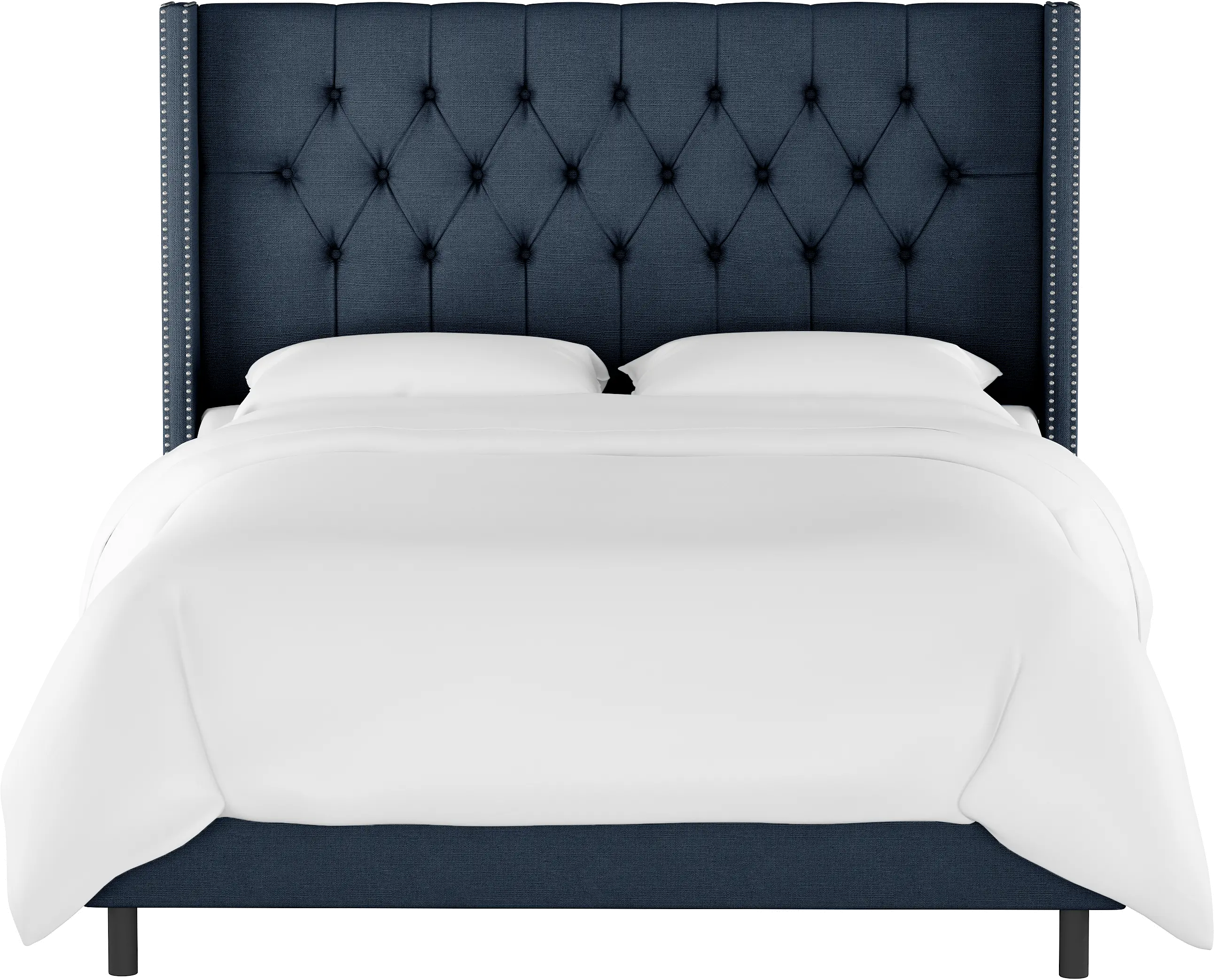 144NBBED-PWLNNNV Abigail Navy Blue Diamond Tufted Wingback California King Bed - Skyline Furniture-3