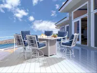  7 Piece Counter Height Fire Pit Outdoor Dining Set - Acadia