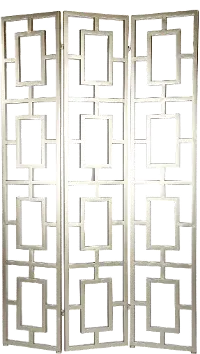 Open Silver 3-Panel Floor Screen