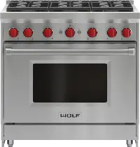GR366-LP Wolf 5.5 cu ft LP Gas Range - Stainless Steel 36 Inch