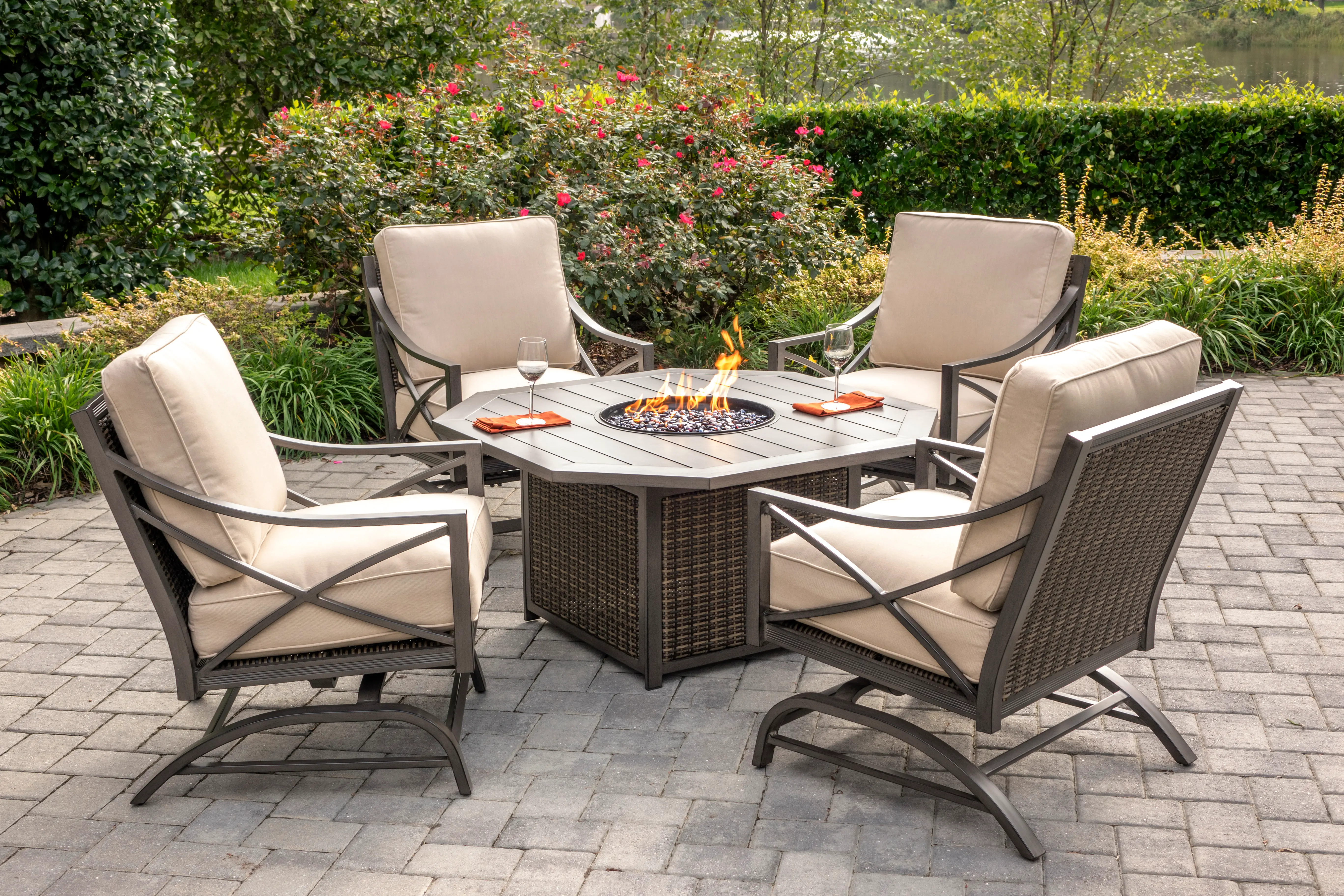  Davenport Collection 5 Piece Outdoor Patio Fire Pit Set-1