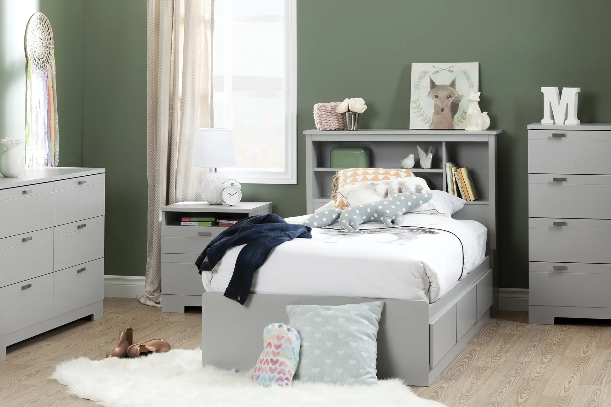 10580 Reevo Gray Twin Mates Bed (39 Inch) - South Shore-4