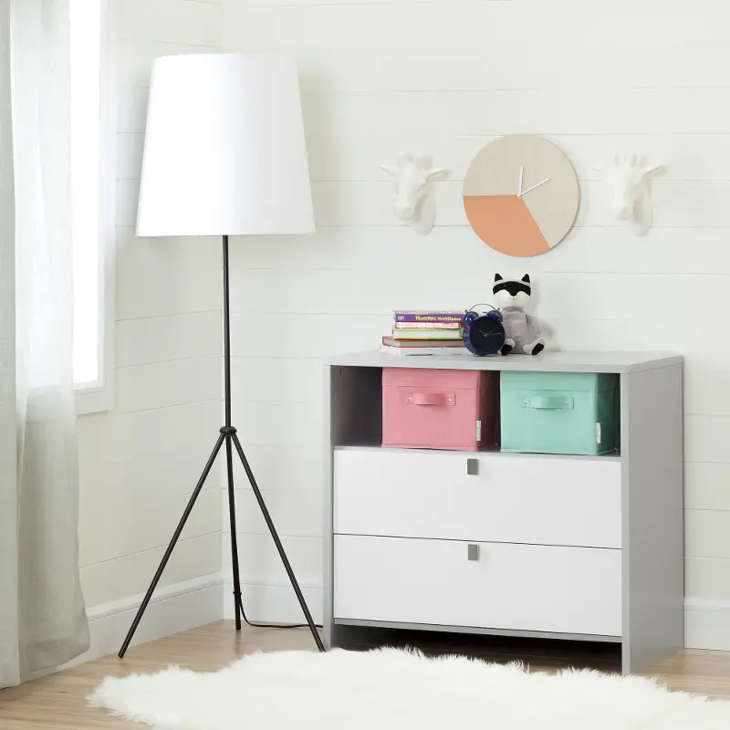 Cookie Gray and White Changing Table with Storage - South Shore
