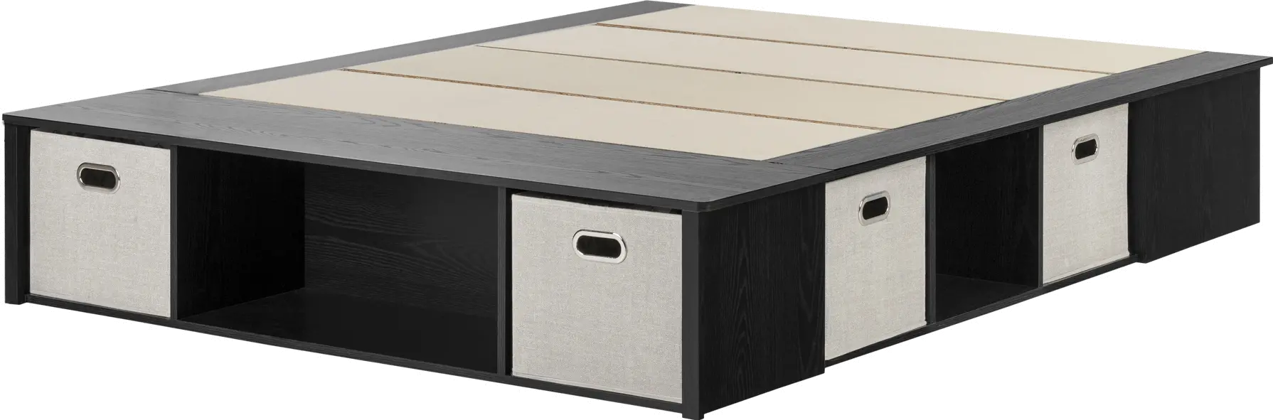10488 Black Oak Queen Platform Bed with Storage and Baskets - South Shore-4