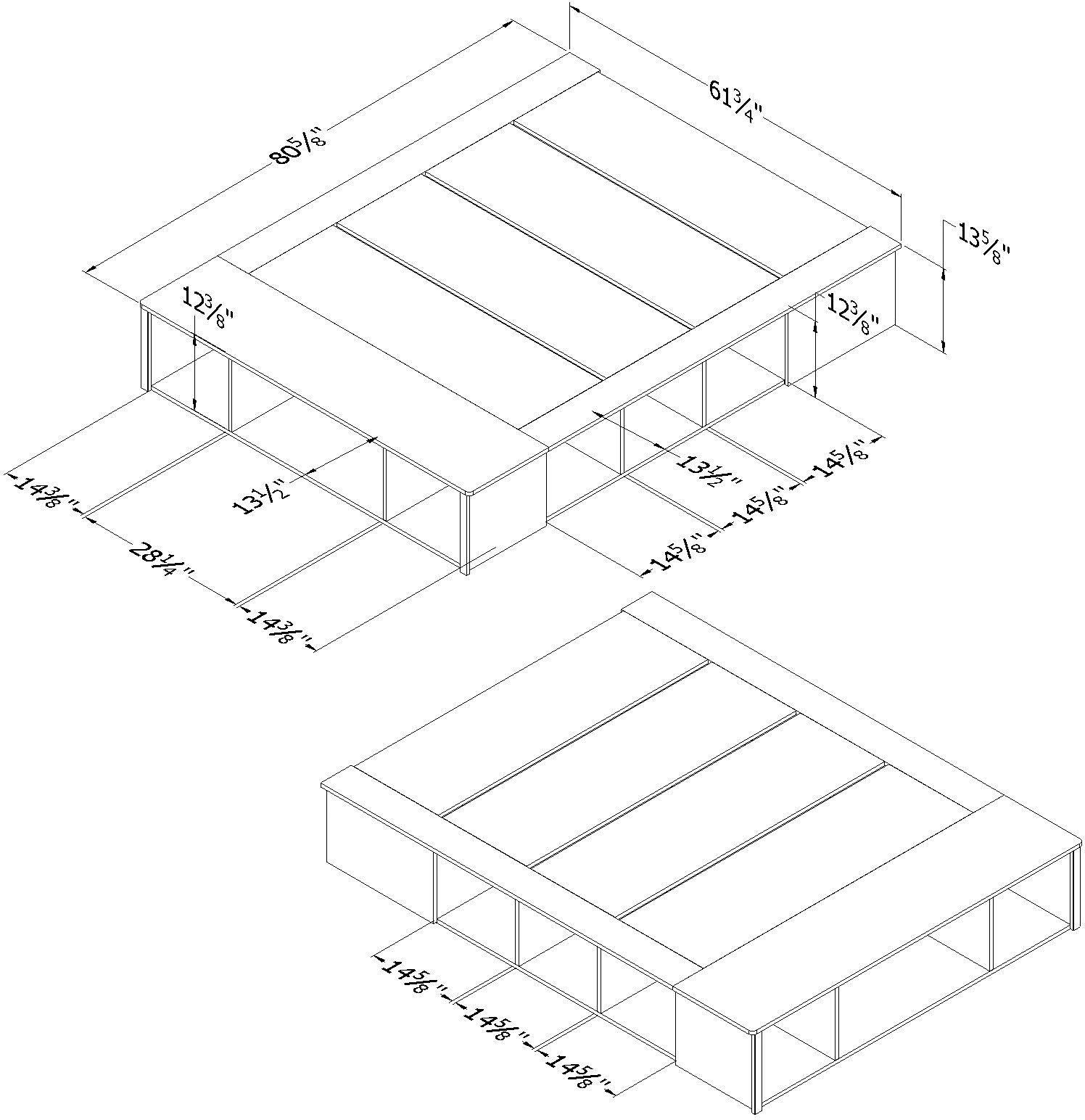 10488 Black Oak Queen Platform Bed with Storage and Baskets - South Shore-7