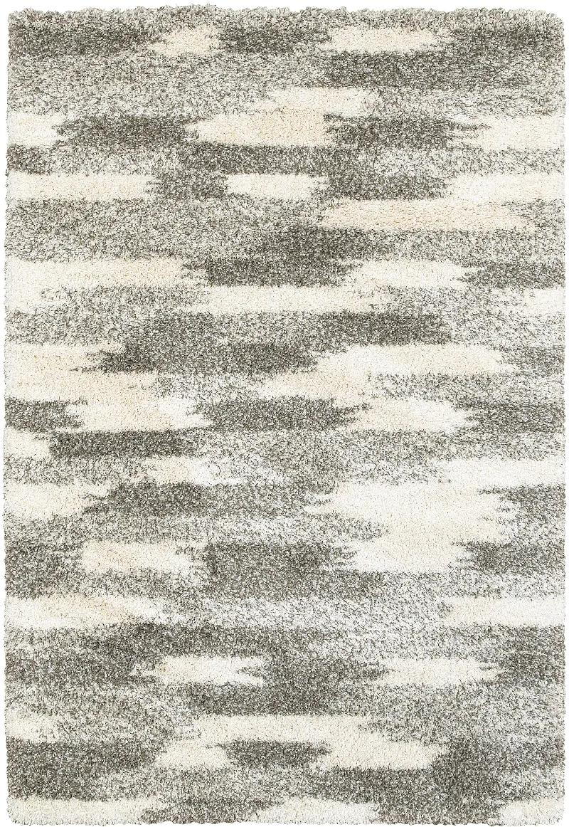 Henderson 5 x 8 Geometric Shag Gray and Ivory Area Rug