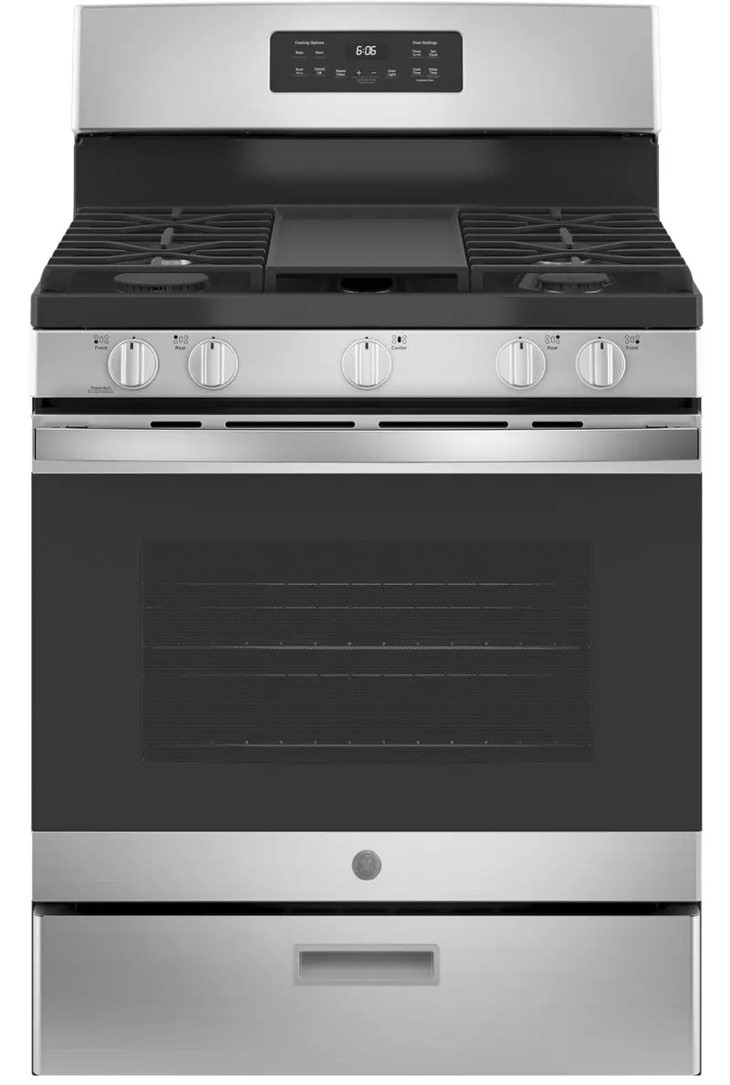 GE 5 5.0 Cu Ft Single Oven Gas Range - Stainless Steel