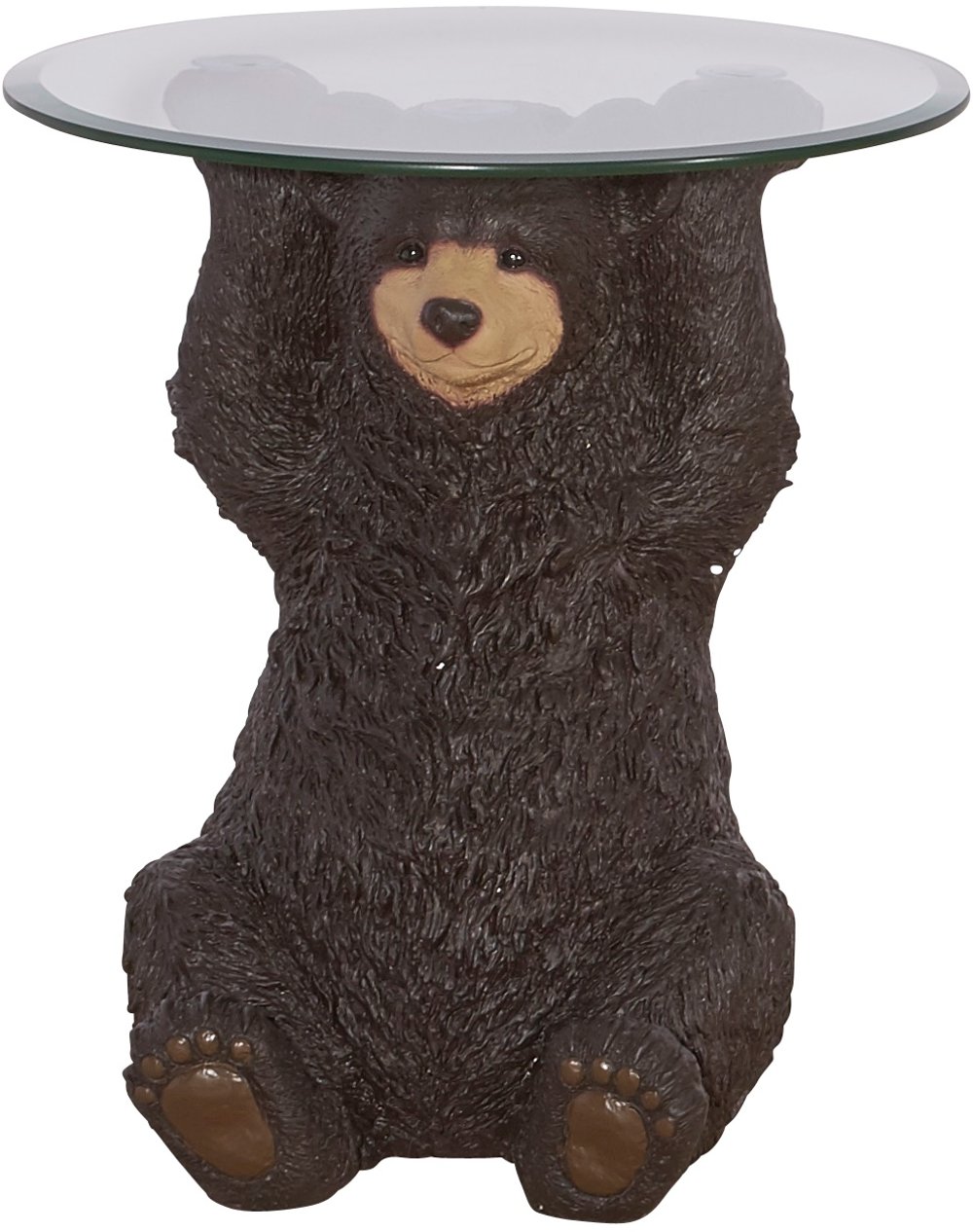 Barney Brown Bear Side Table with Glass Top