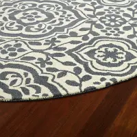10' Round Charcoal Gray & Ivory Area Rug - Evolution