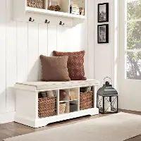 CF6003-WH White Entryway Storage Bench - Brennan