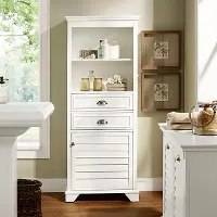 CF7001-WH Lydia Tall White Bathroom Cabinet