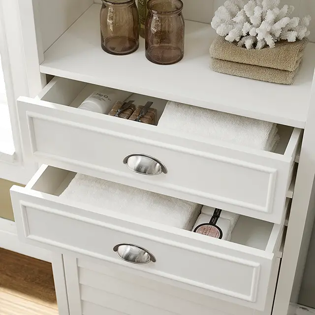 CF7001-WH Lydia Tall White Bathroom Cabinet-2