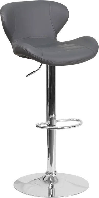 Contemporary Gray Vinyl Adjustable Bar Stool-1