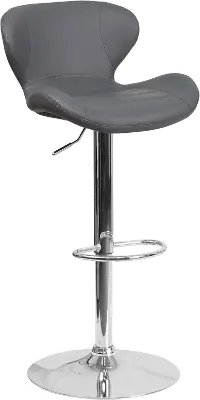 Contemporary Gray Vinyl Adjustable Bar Stool