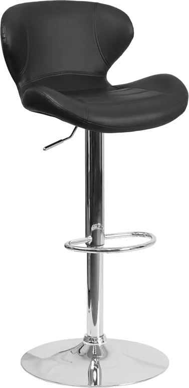 Contemporary Black Vinyl Adjustable Bar Stool-1