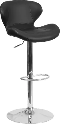 Contemporary Black Vinyl Adjustable Bar Stool