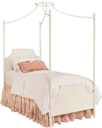 40705/CANOPYBED3/3 Magnolia Home Furniture White Iron Twin Canopy Bed - Traditional Manor