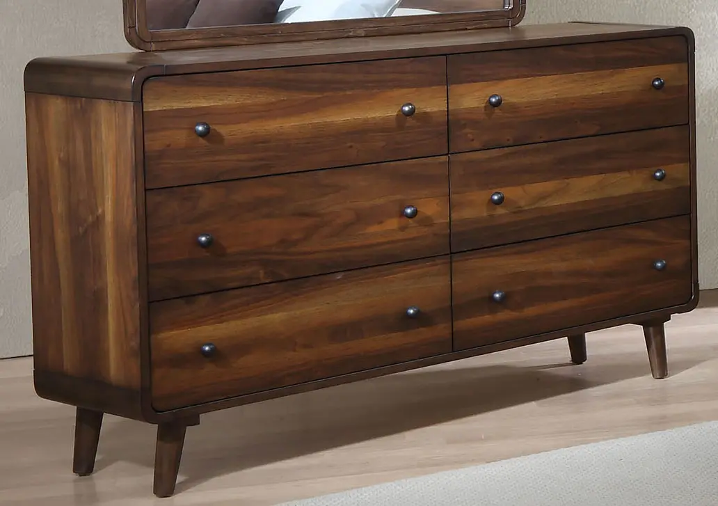 Walnut Brown Mid Century Modern Dresser - Yasmin-1
