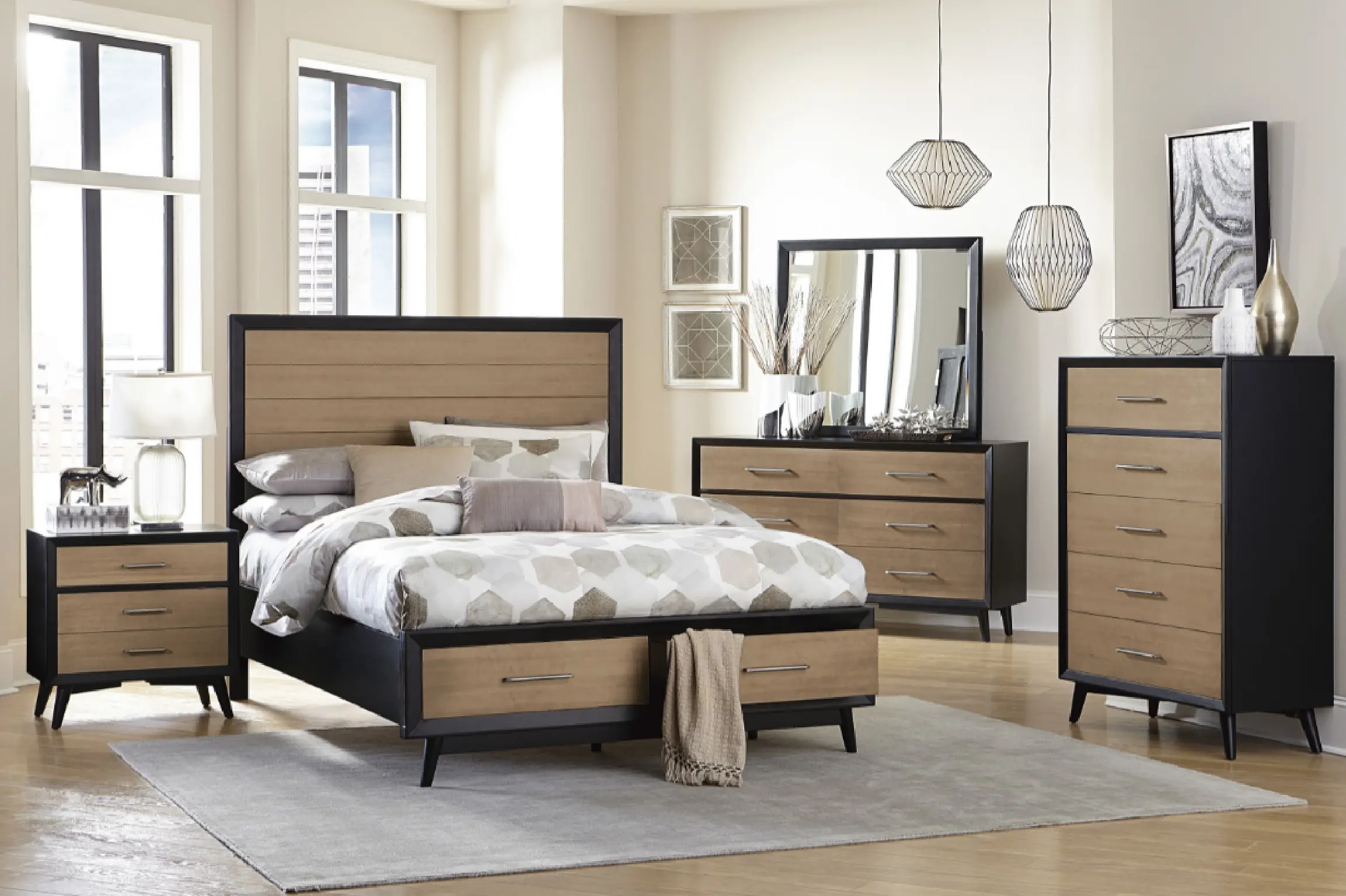 Raku Brown and Black 4 Piece Queen Bedroom Set-1