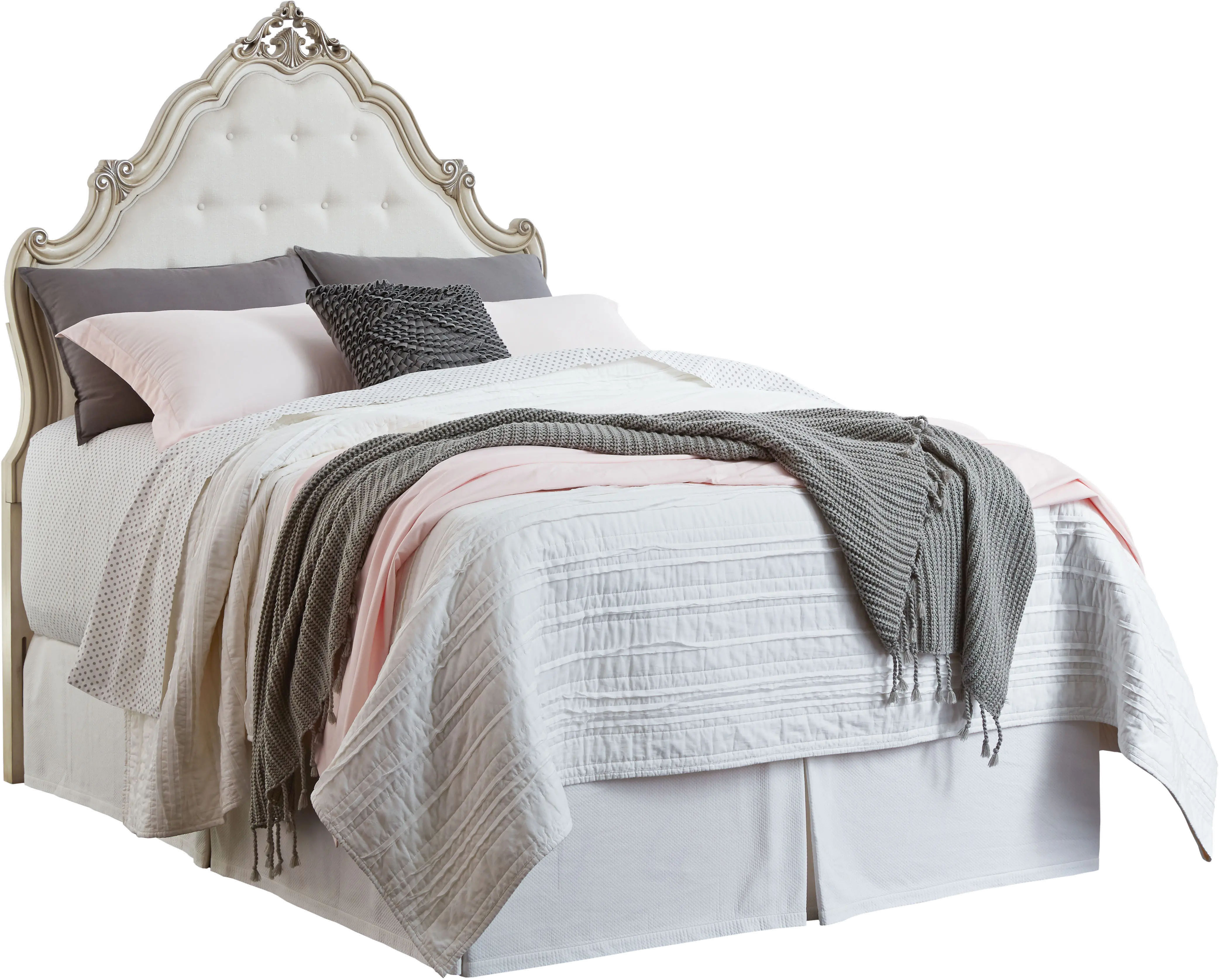 Antique White Traditional Twin Bed - Giselle-1